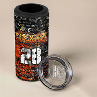 Personalized Texas State Pride 4 in 1 Can Cooler Tumbler Urban Graffiti Style - Longhorn Skull - Oil Derrick Graphic