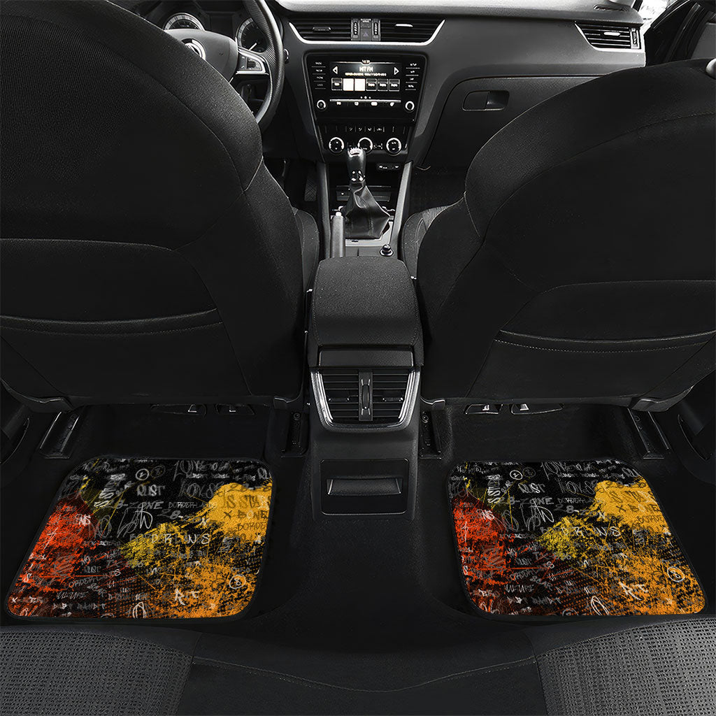 Personalized Texas State Pride Car Mats Urban Graffiti Style - Longhorn Skull - Oil Derrick Graphic