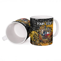 Personalized Texas State Pride Ceramic Mug Urban Graffiti Style - Longhorn Skull - Oil Derrick Graphic