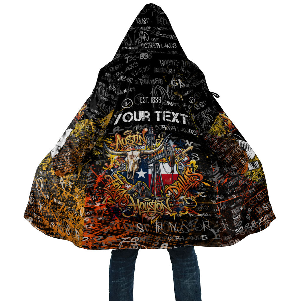 Personalized Texas State Pride Cloak Urban Graffiti Style - Longhorn Skull - Oil Derrick Graphic