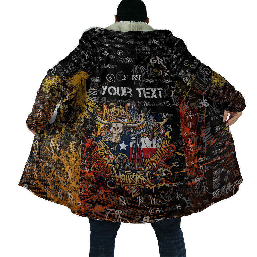 Personalized Texas State Pride Cloak Urban Graffiti Style - Longhorn Skull - Oil Derrick Graphic