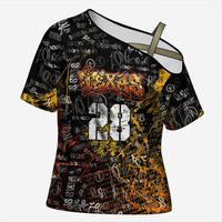 Personalized Texas State Pride Cross Shoulder Shirt Urban Graffiti Style - Longhorn Skull - Oil Derrick Graphic