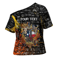 Personalized Texas State Pride Cross Shoulder Shirt Urban Graffiti Style - Longhorn Skull - Oil Derrick Graphic