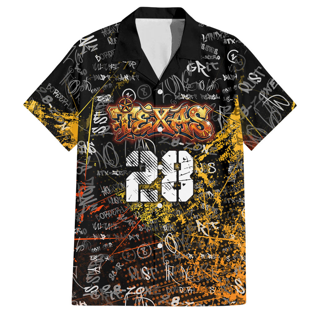 Personalized Texas State Pride Hawaiian Shirt Urban Graffiti Style - Longhorn Skull - Oil Derrick Graphic