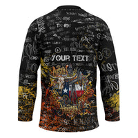Personalized Texas State Pride Hockey Jersey Urban Graffiti Style - Longhorn Skull - Oil Derrick Graphic