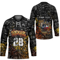 Personalized Texas State Pride Hockey Jersey Urban Graffiti Style - Longhorn Skull - Oil Derrick Graphic