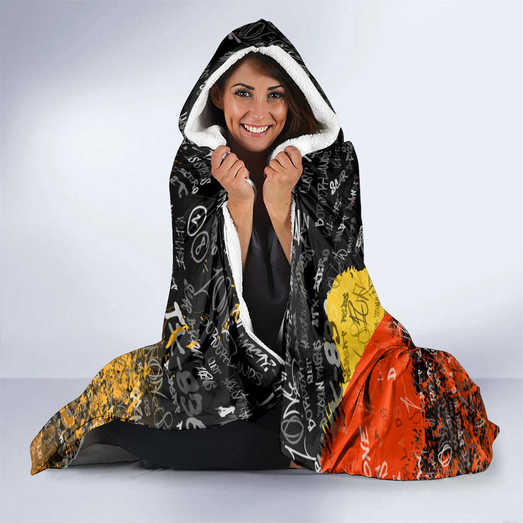 Personalized Texas State Pride Hooded Blanket Urban Graffiti Style - Longhorn Skull - Oil Derrick Graphic