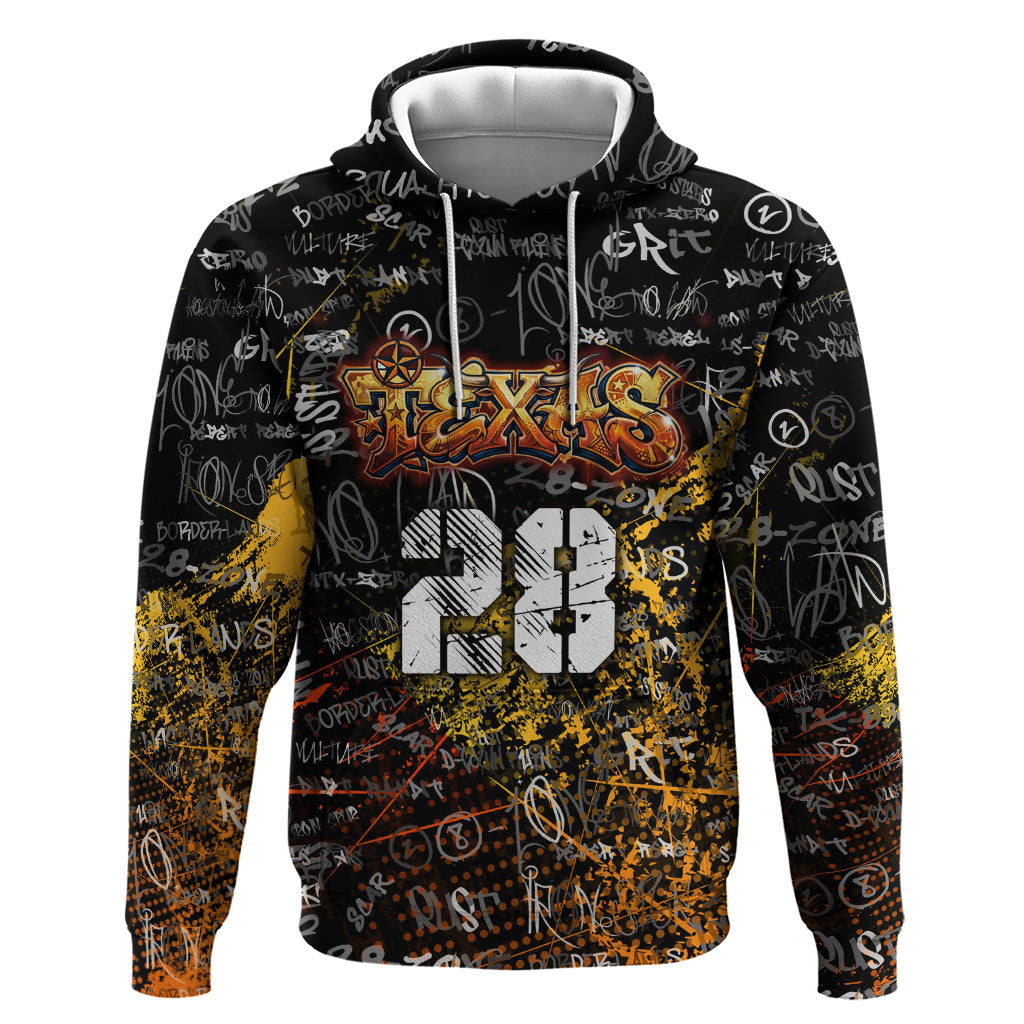 Personalized Texas State Pride Hoodie Urban Graffiti Style - Longhorn Skull - Oil Derrick Graphic