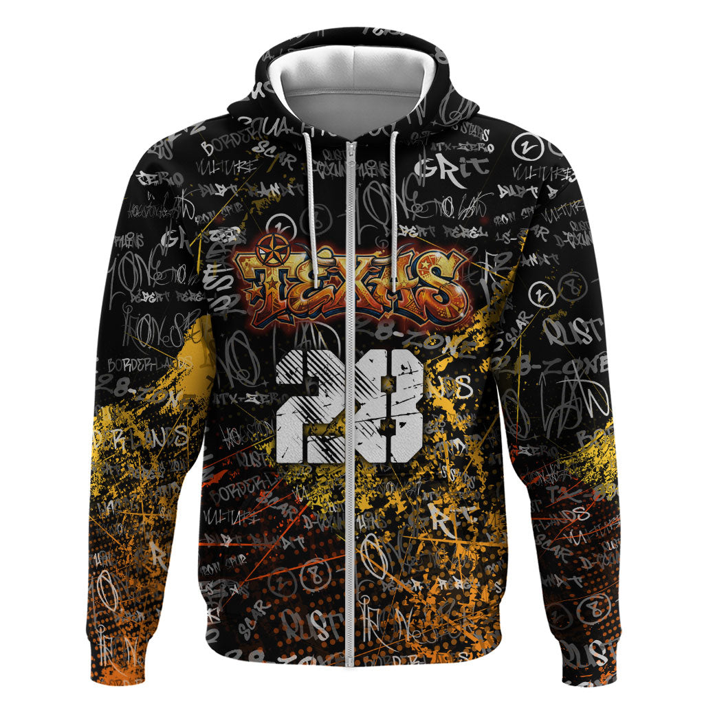 Personalized Texas State Pride Hoodie Urban Graffiti Style - Longhorn Skull - Oil Derrick Graphic