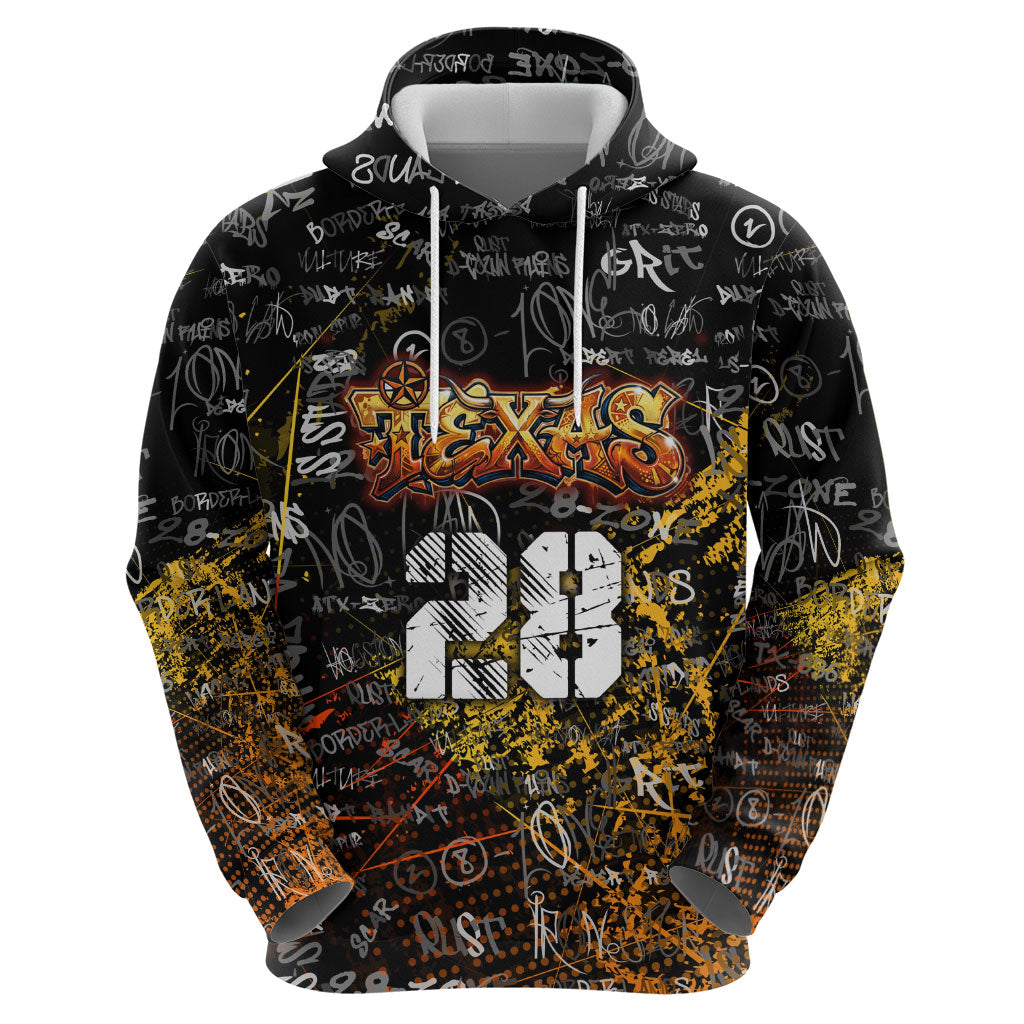 Personalized Texas State Pride Hoodie Urban Graffiti Style - Longhorn Skull - Oil Derrick Graphic