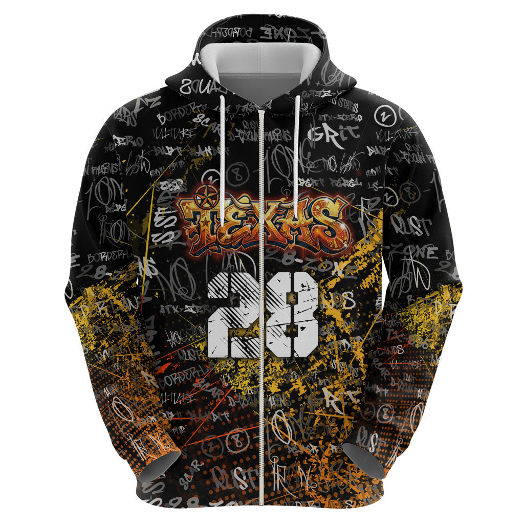 Personalized Texas State Pride Hoodie Urban Graffiti Style - Longhorn Skull - Oil Derrick Graphic
