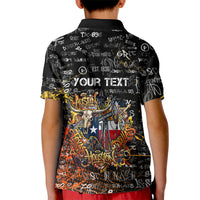 Personalized Texas State Pride Kid Polo Shirt Urban Graffiti Style - Longhorn Skull - Oil Derrick Graphic