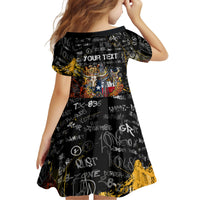 Personalized Texas State Pride Kid Short Sleeve Dress Urban Graffiti Style - Longhorn Skull - Oil Derrick Graphic