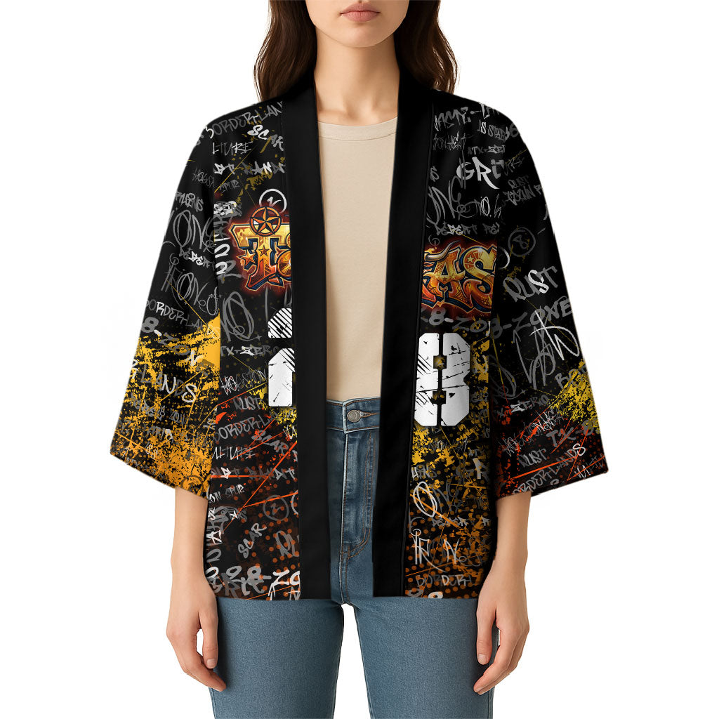Personalized Texas State Pride Kimono Urban Graffiti Style - Longhorn Skull - Oil Derrick Graphic