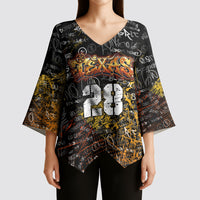 Personalized Texas State Pride Kimono Sleeve Blouse Urban Graffiti Style - Longhorn Skull - Oil Derrick Graphic