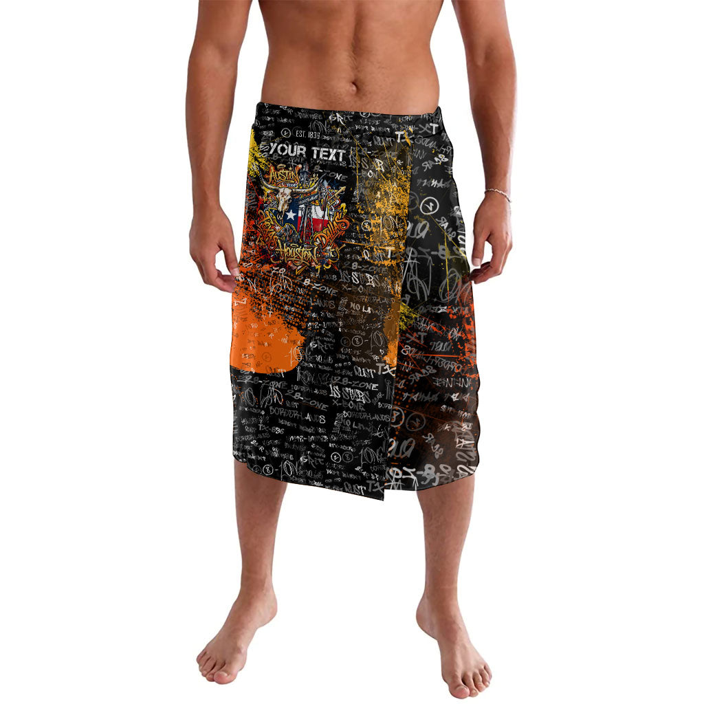 Personalized Texas State Pride Lavalava Urban Graffiti Style - Longhorn Skull - Oil Derrick Graphic