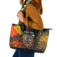 Personalized Texas State Pride Leather Tote Bag Urban Graffiti Style - Longhorn Skull - Oil Derrick Graphic