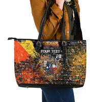 Personalized Texas State Pride Leather Tote Bag Urban Graffiti Style - Longhorn Skull - Oil Derrick Graphic