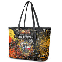 Personalized Texas State Pride Leather Tote Bag Urban Graffiti Style - Longhorn Skull - Oil Derrick Graphic