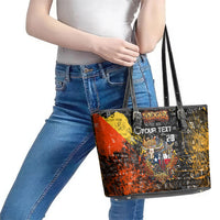 Personalized Texas State Pride Leather Tote Bag Urban Graffiti Style - Longhorn Skull - Oil Derrick Graphic