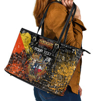 Personalized Texas State Pride Leather Tote Bag Urban Graffiti Style - Longhorn Skull - Oil Derrick Graphic