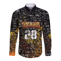 Personalized Texas State Pride Long Sleeve Button Shirt Urban Graffiti Style - Longhorn Skull - Oil Derrick Graphic