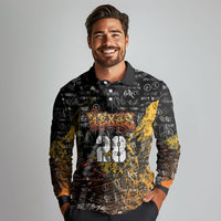 Personalized Texas State Pride Long Sleeve Polo Shirt Urban Graffiti Style - Longhorn Skull - Oil Derrick Graphic