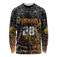 Personalized Texas State Pride Long Sleeve Shirt Urban Graffiti Style - Longhorn Skull - Oil Derrick Graphic