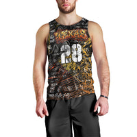 Personalized Texas State Pride Men Tank Top Urban Graffiti Style - Longhorn Skull - Oil Derrick Graphic