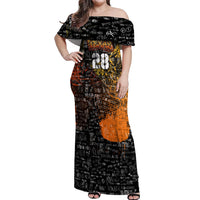 Personalized Texas State Pride Off Shoulder Maxi Dress Urban Graffiti Style - Longhorn Skull - Oil Derrick Graphic