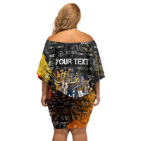 Personalized Texas State Pride Off Shoulder Short Dress Urban Graffiti Style - Longhorn Skull - Oil Derrick Graphic