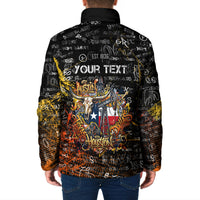 Personalized Texas State Pride Padded Jacket Urban Graffiti Style - Longhorn Skull - Oil Derrick Graphic