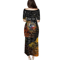 Personalized Texas State Pride Puletasi Urban Graffiti Style - Longhorn Skull - Oil Derrick Graphic