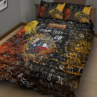 Personalized Texas State Pride Quilt Bed Set Urban Graffiti Style - Longhorn Skull - Oil Derrick Graphic