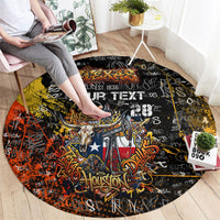 Personalized Texas State Pride Round Carpet Urban Graffiti Style - Longhorn Skull - Oil Derrick Graphic