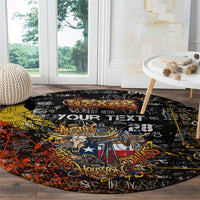 Personalized Texas State Pride Round Carpet Urban Graffiti Style - Longhorn Skull - Oil Derrick Graphic