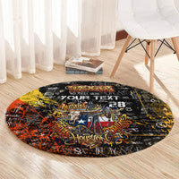 Personalized Texas State Pride Round Carpet Urban Graffiti Style - Longhorn Skull - Oil Derrick Graphic