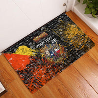 Personalized Texas State Pride Rubber Doormat Urban Graffiti Style - Longhorn Skull - Oil Derrick Graphic