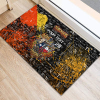 Personalized Texas State Pride Rubber Doormat Urban Graffiti Style - Longhorn Skull - Oil Derrick Graphic