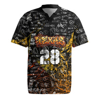 Personalized Texas State Pride Rugby Jersey Urban Graffiti Style - Longhorn Skull - Oil Derrick Graphic