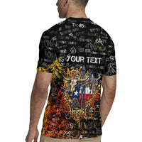 Personalized Texas State Pride Rugby Jersey Urban Graffiti Style - Longhorn Skull - Oil Derrick Graphic