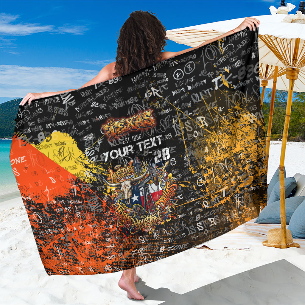Personalized Texas State Pride Sarong Urban Graffiti Style - Longhorn Skull - Oil Derrick Graphic