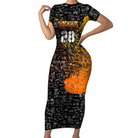Personalized Texas State Pride Short Sleeve Bodycon Dress Urban Graffiti Style - Longhorn Skull - Oil Derrick Graphic