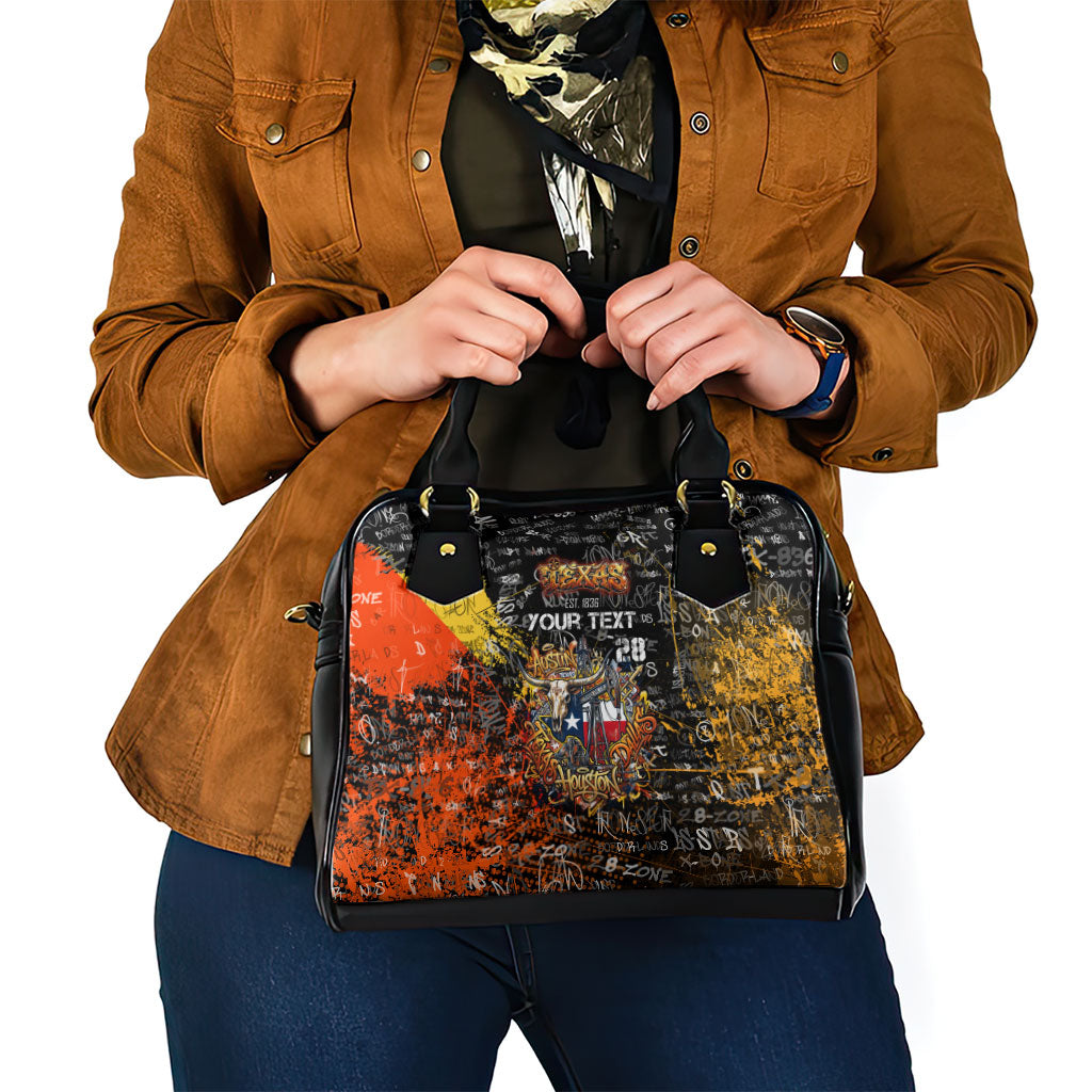 Personalized Texas State Pride Shoulder Handbag Urban Graffiti Style - Longhorn Skull - Oil Derrick Graphic