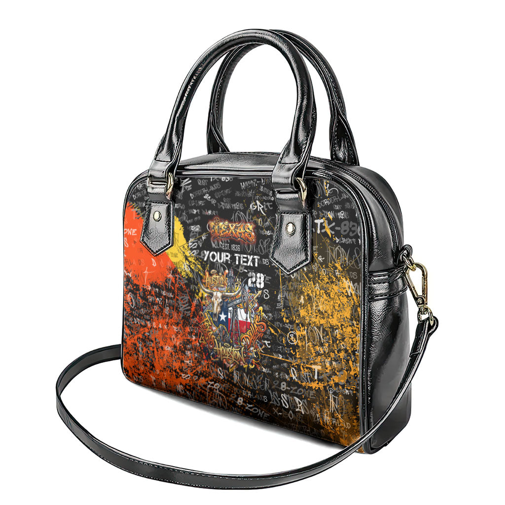 Personalized Texas State Pride Shoulder Handbag Urban Graffiti Style - Longhorn Skull - Oil Derrick Graphic