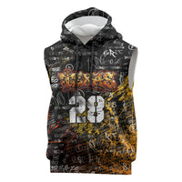 Personalized Texas State Pride Sleeveless Hoodie Urban Graffiti Style - Longhorn Skull - Oil Derrick Graphic