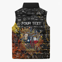 Personalized Texas State Pride Sleeveless Puffer Jacket Urban Graffiti Style - Longhorn Skull - Oil Derrick Graphic