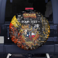 Personalized Texas State Pride Spare Tire Cover Urban Graffiti Style - Longhorn Skull - Oil Derrick Graphic