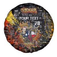 Personalized Texas State Pride Spare Tire Cover Urban Graffiti Style - Longhorn Skull - Oil Derrick Graphic