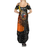 Personalized Texas State Pride Summer Maxi Dress Urban Graffiti Style - Longhorn Skull - Oil Derrick Graphic